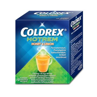 COLDREX HOTREM HONEY & LEMON SUUKAUD. LAH. PULB. 750MG+10MG+60MG N10