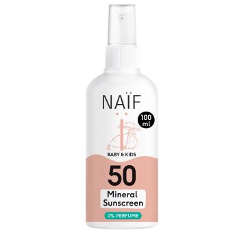 NAIF минеральный солнцезащитный спрей SPF50 для младенцев/детей 100 мл