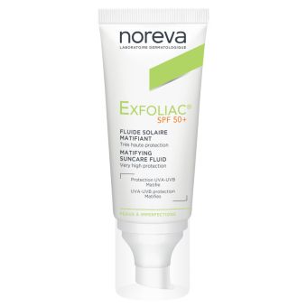 Noreva Exfoliac матирующий солнцезащитный крем для кожи, склонной к акне SPF 50+ 40