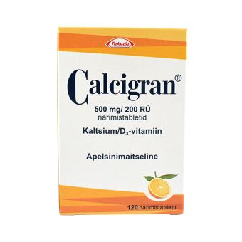 CALCIGRAN ЖЕВАТЕЛЬНЫЕ ТАБЛЕТКИ 500MG+200RÜ N120