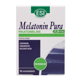 ESI Melatoniin Pura aeglaselt imenduv pikatoimeline tablett 1,9mg N90