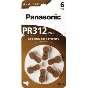 Panasonic батарейки для слухового аппарата  PR312L N6