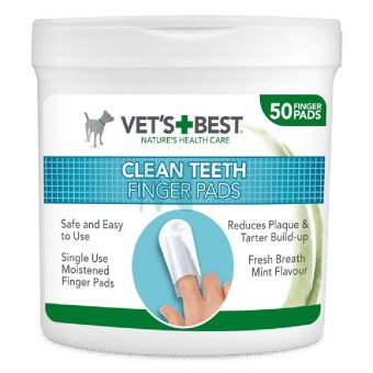 Vets Best салфетки для чистки зубов у собак и кошек (на палец) N50