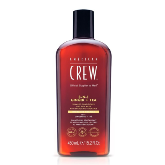 American Crew 3in1 Ginger + Tea šampoon, palsam, dušigeel  ingver + tee 450 ml