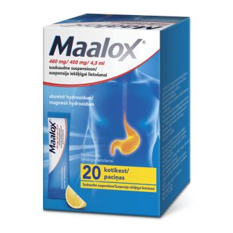 MAALOX SUUKAUDSE SUSP. PAKID 460MG+400MG N20