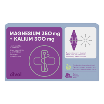 Olvel magneesium 350mg + kaalium 300mg õunamaitseline pulber N30