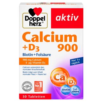 Doppelherz Aktiv Kaltsium 900 + D3 + Biotiin + Foolhape tbl N30