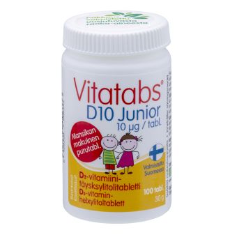 Vitatabs Junior D3 10MCG  витамины со вкусом клубники N100