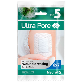 Medrull Ultra Pore самоклеющийся стерильный хирургический пластырь 6x7 cm N5