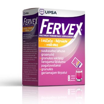 FERVEXПЕРОРАЛЬНЫЕ РАСТВОРИМЫЕ ГРАНУЛЫ ДЛЯ ДЕТЕЙ 100MG+10MG+280MG N8