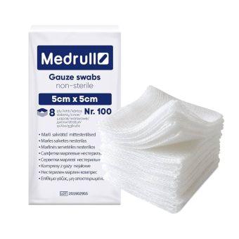 Medrull нестерильные марлевые тампоны 8-слойные 5x5cm N100