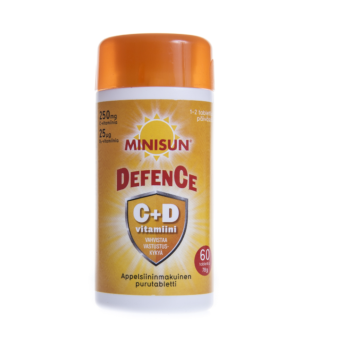 Minisun Defence C+D жевательный витамины со вкусом апельсина 250mg+25mcg N60