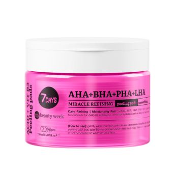 7DAYS MY BEAUTY WEEK puhastavad koorimispadjad Miracle näole AHA+BHA+PHA+LHA 50tk 150 ml