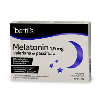 Bertils Melatonin 1,9 mg Valeriana & Passiflora N30